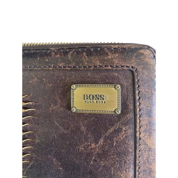 Women’s Vintage Hugo Boss Zip Around Sheepskin Leather Wallet 8” X 4” - Picture 2 of 16